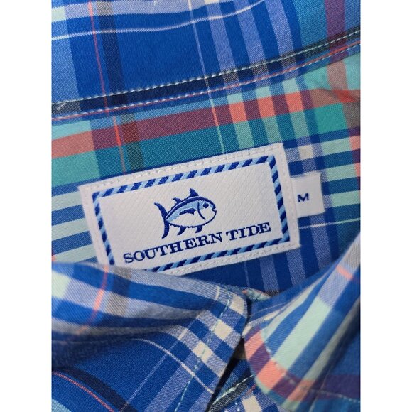 Southern Tide Mens Skipjack Blue Plaid Dress Shirt Medium - Picture 5 of 8